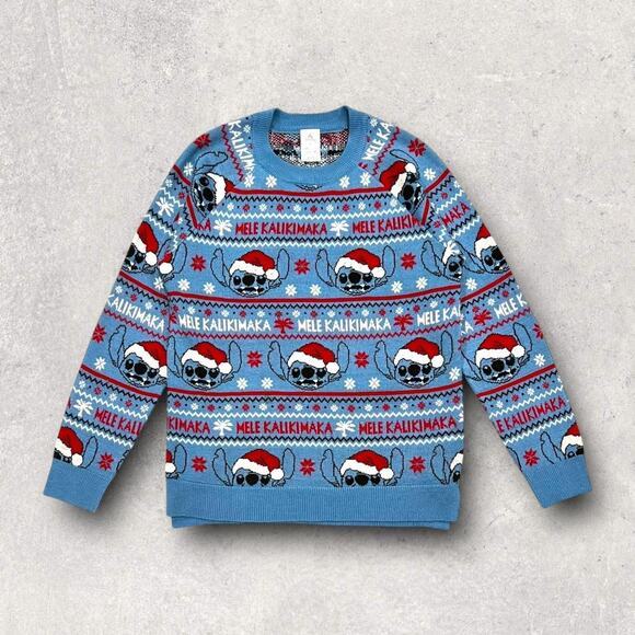 ★ Disney Stitch Mele Kalikimaka Knitted Hawaiian Themed Ugly Christmas Sweater ★ - Picture 7 of 7